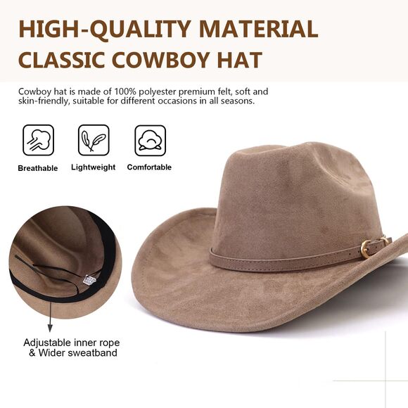 6268 Cowboy Hat Cowgirl Men\'s & Women\'s Wide Brim Felt Fedora main image 4